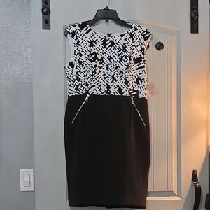 Black and White Patterned Women's Dress